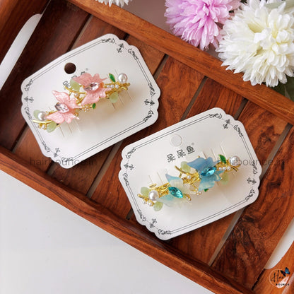 Princess Crystal Floral Hair Clip – Premium Center Hair Barrette