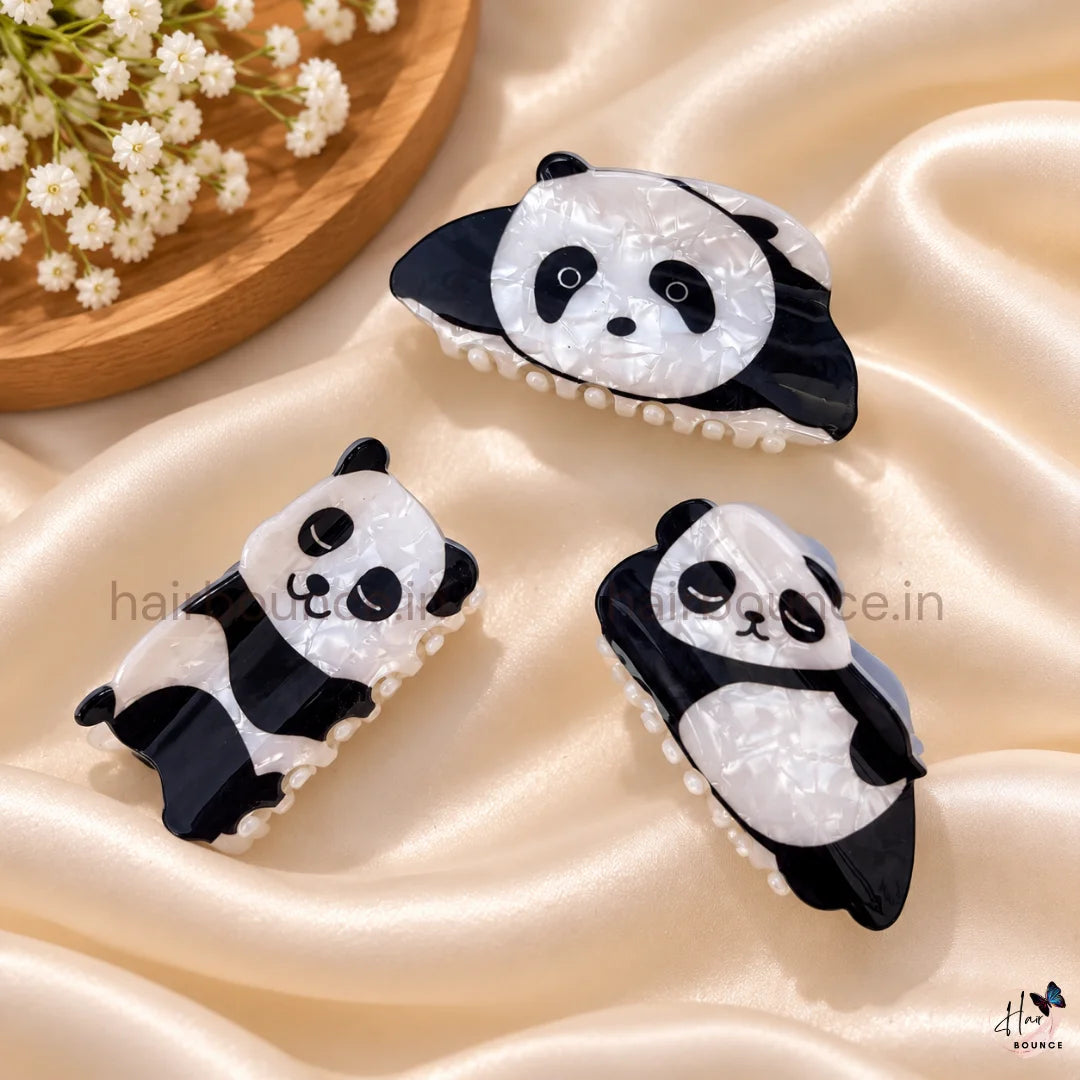 Cute Panda Hair Claw Clips – Pack of 3 | Large