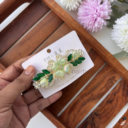 Floral Heart Crystal Hair Barrette