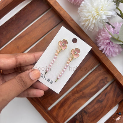 Floral Pearl Drop Hair Pins Set