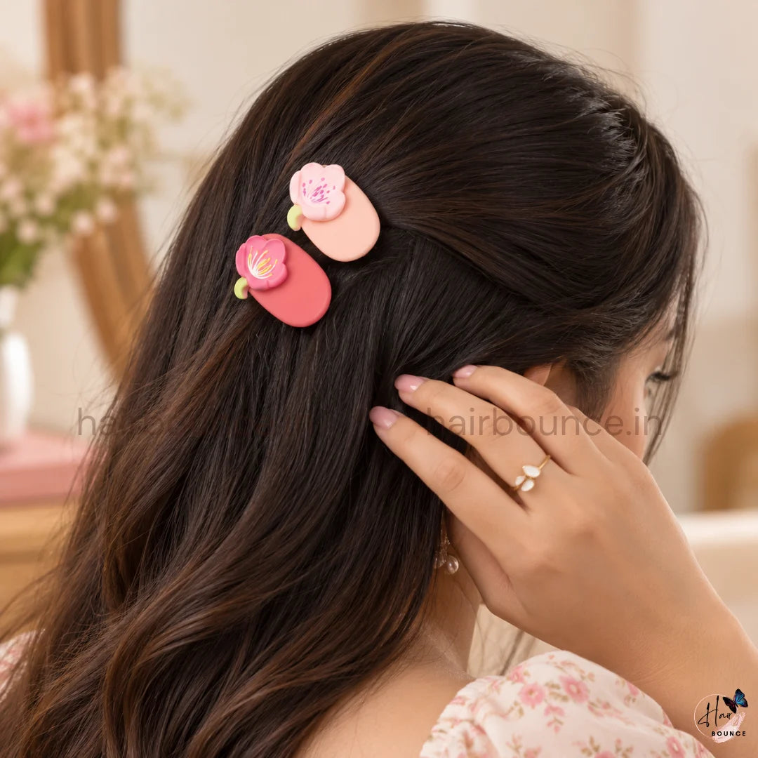 Floral Bloom Tic Tac Hair Clips – Set of 3