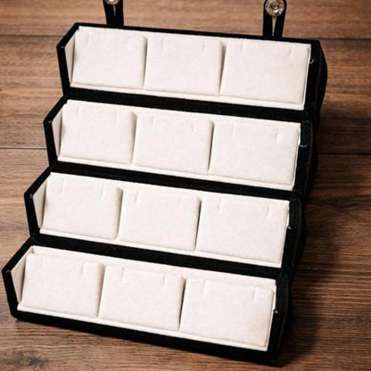 Black Foldable Multi-Slot Earring Box – 12 Slot Jewellery Organizer