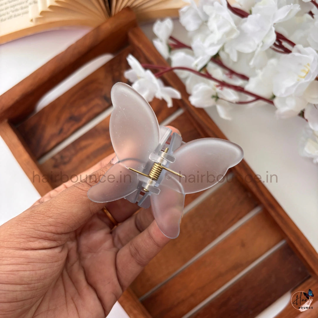 Frosted Butterfly Hair Claw – Medium