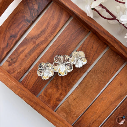 Lustre Bloom Metallic Floral Center Hair Clip