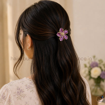 Floral Bloom Metal Hair Claw Clip- Small