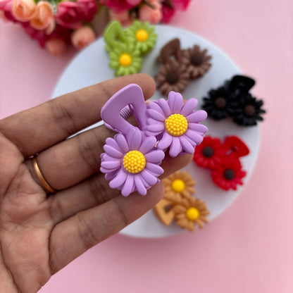 Double Flower Matte Finish Hair Claw - Medium