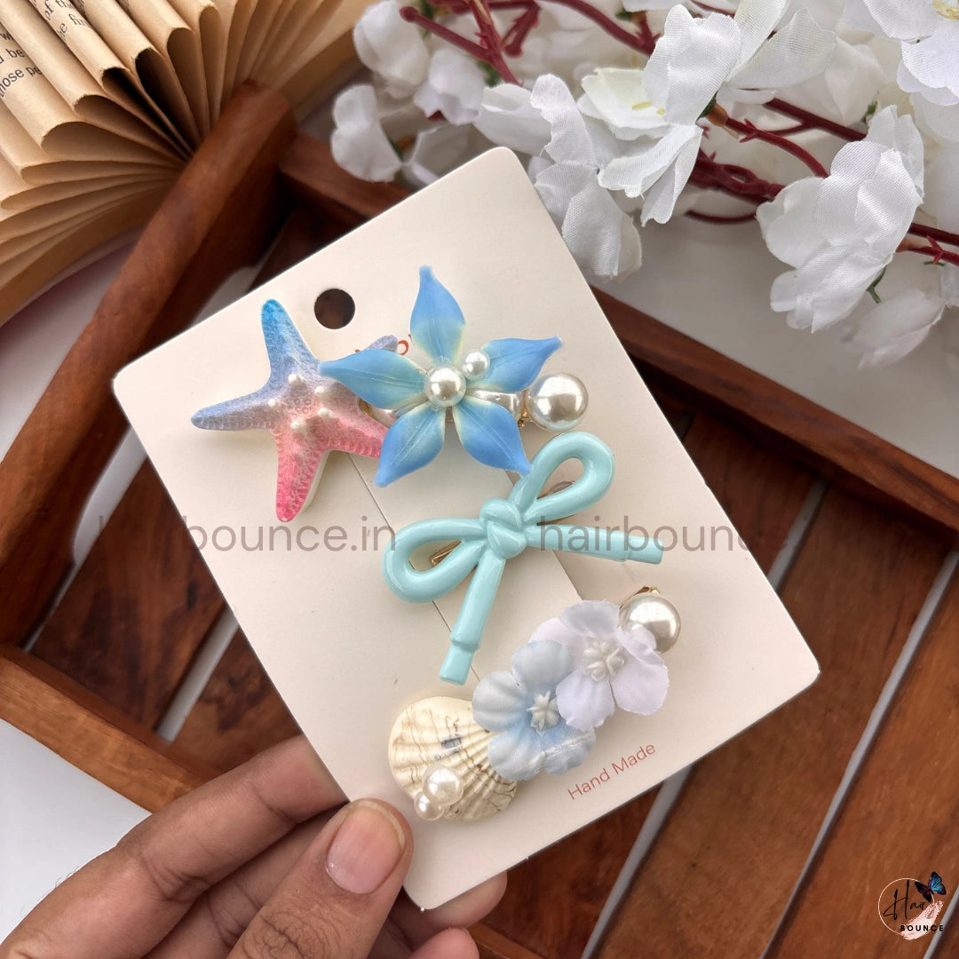 Seaside Bloom Starfish Hair Clip Set – Pack of 3