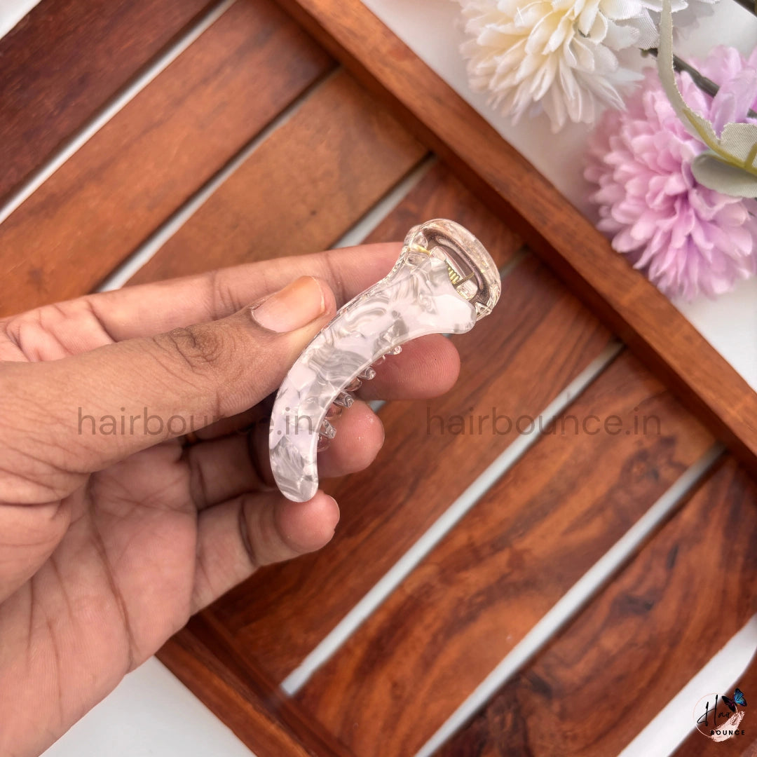 Classic Marble Curved Banana Hair Clip – Small
