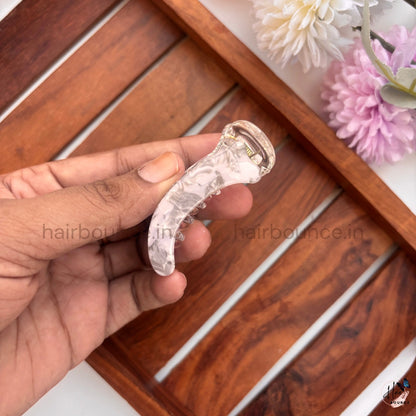 Classic Marble Curved Banana Hair Clip – Small
