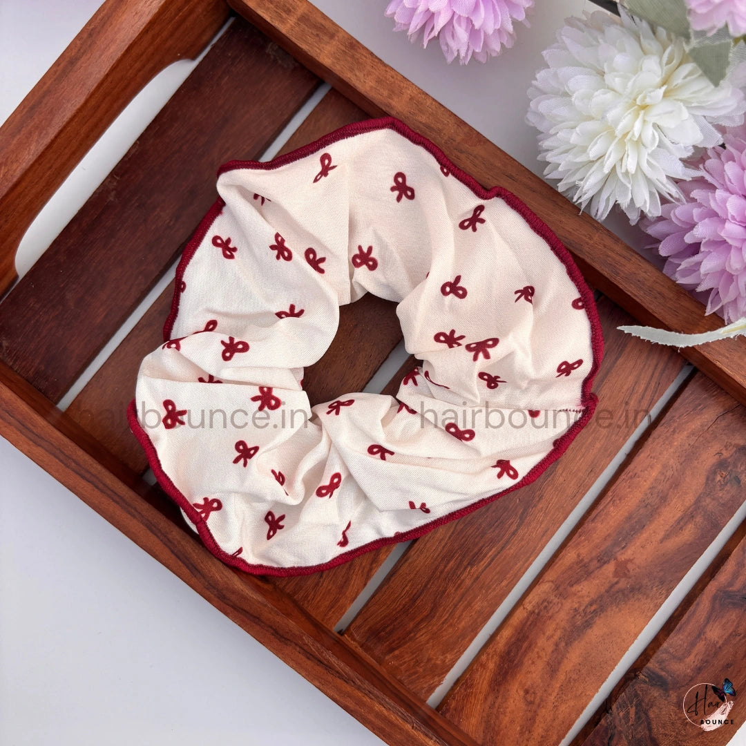 Berry Blossom Printed Scrunchie for Women & Girls | Cute Floral, Heart & Polka Dot Hair Tie