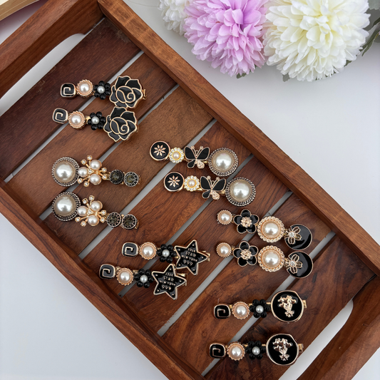 Elegant Monochrome Alligator Clip Set