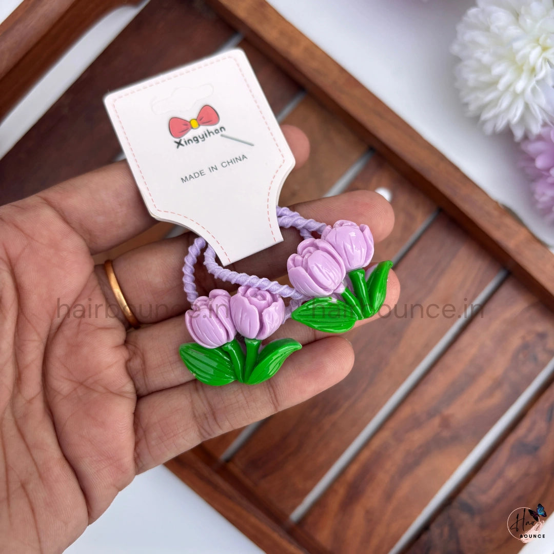 Bloom Garden Floral Hair Ties for Girls – Pack of 2