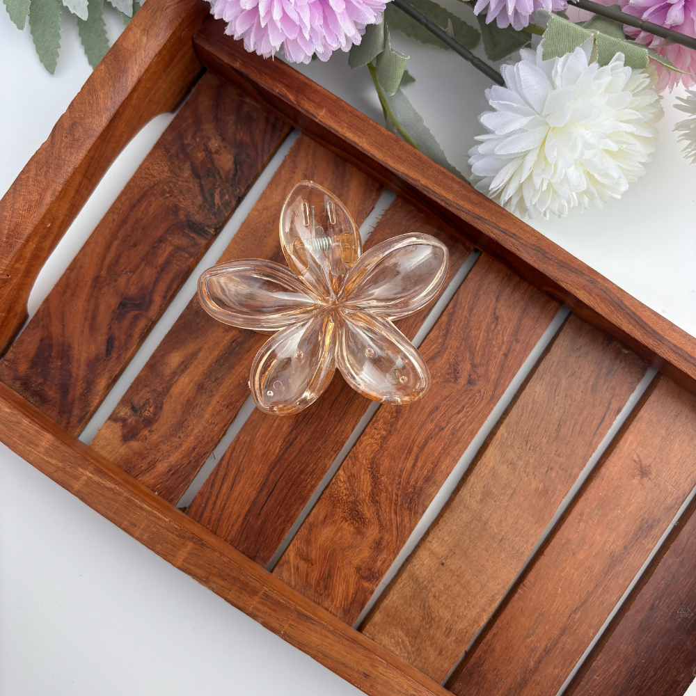 Bright Shades Glassy Flower Hair Claw - Large