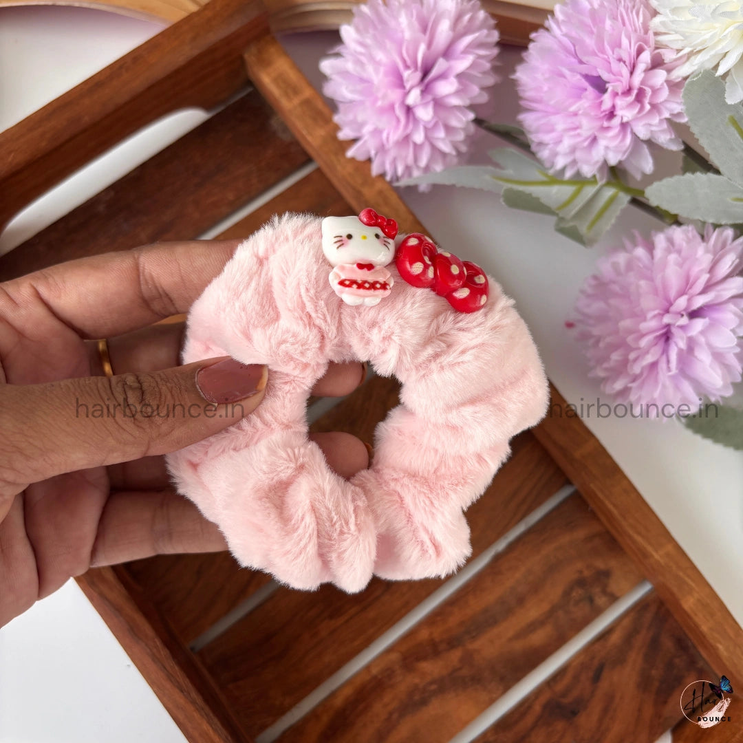 Kitty Bow Plush Scrunchies – Soft, Cute & Perfect for Kids!
