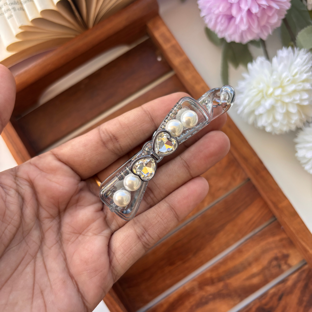 Pearl Heart Luxe Banana Clip – Medium