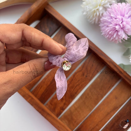 Sheer Bow Crystal Scrunchie