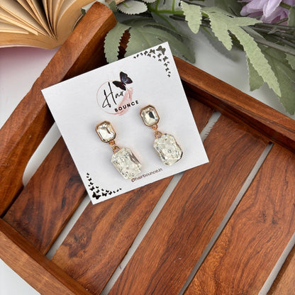 Emerald Luxe Drop Earrings – White