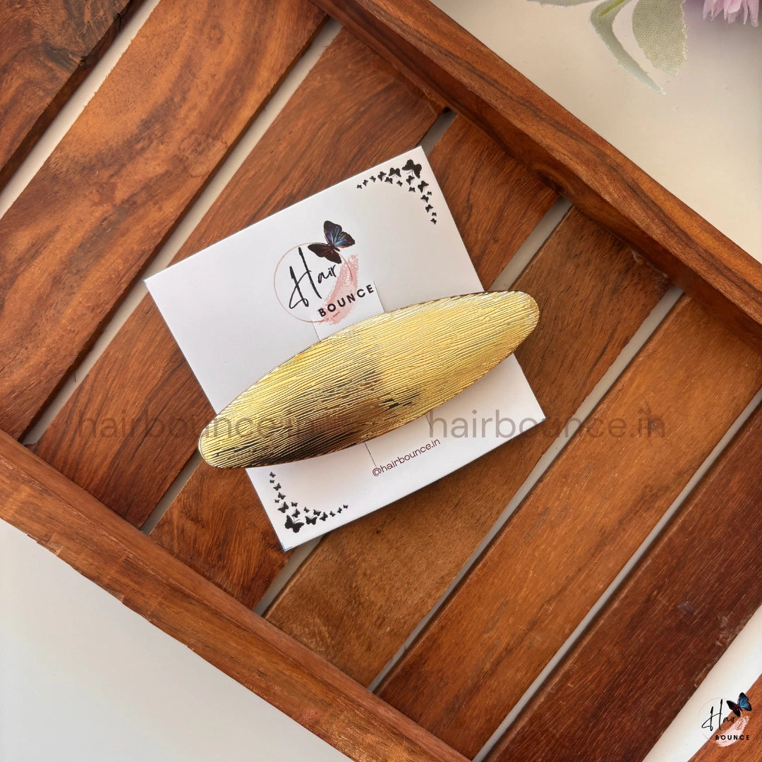 Zenith Brushed Metallic Oval Barrette – Luxe Linear Shine Collection