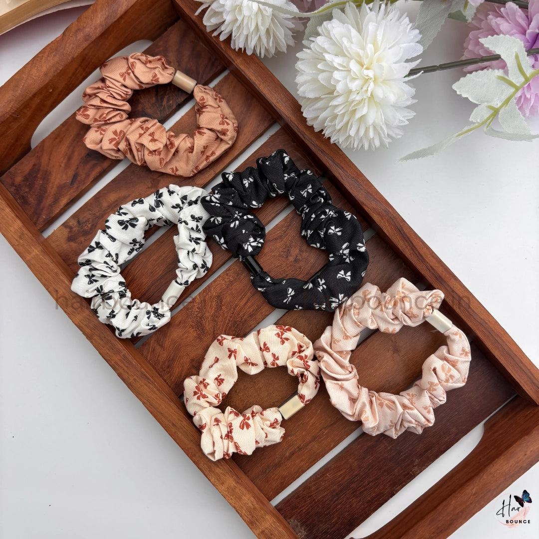 Dainty Bow Print Scrunchie Hair Tie