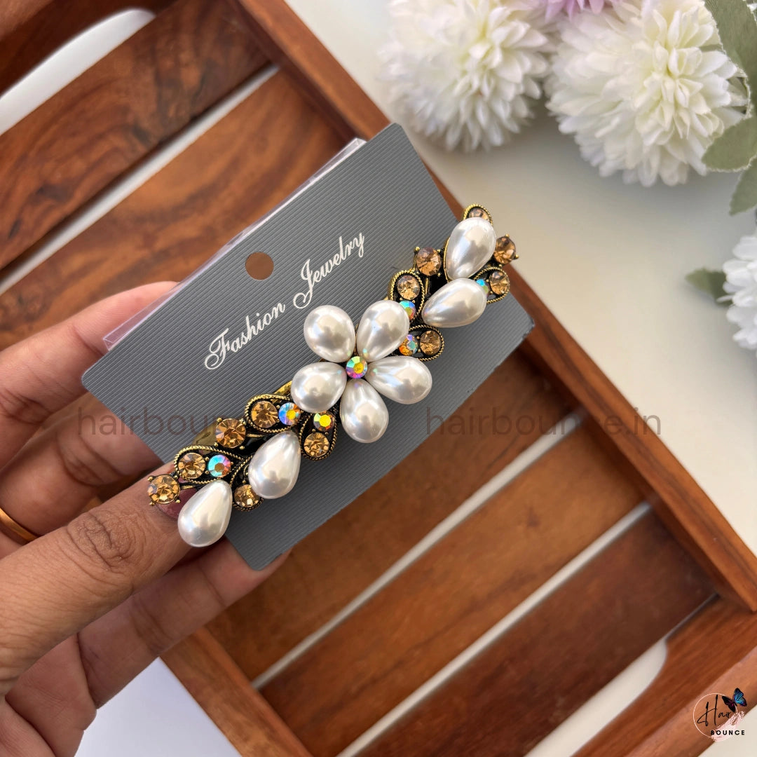 Royal Pearl Bloom Center Hair Clip