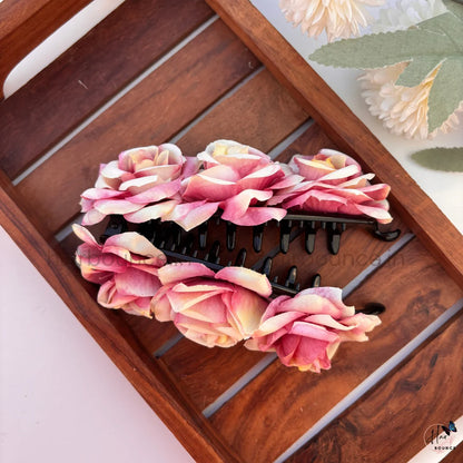 Vintage Rose Artificial Flower Banana Hair Clip – Large