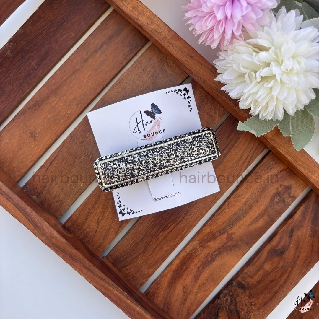 Antique Luxe Textured Rectangle Hair Barrette