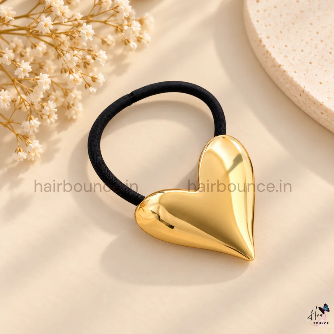 Golden Heart Metal Ponytail Holder – Medium & Large