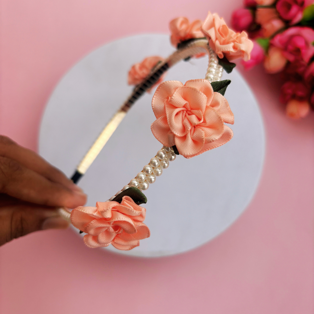 Rose with Pearl Metal Headband