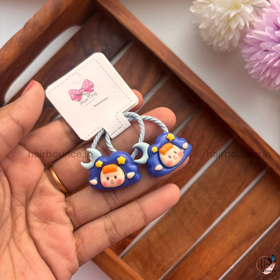 Cute Cartoon Doll & Rainbow Rubber Bands