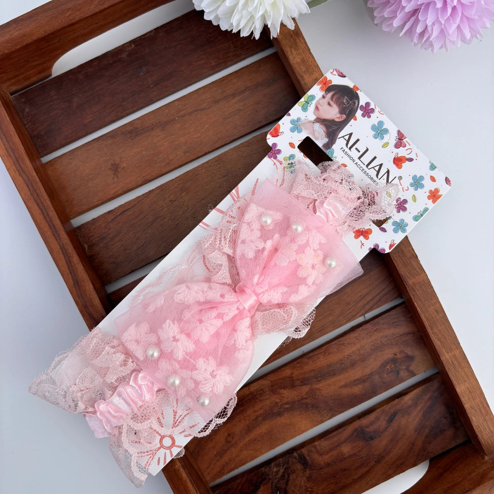 Bow Flower Lace NewBorn Headband