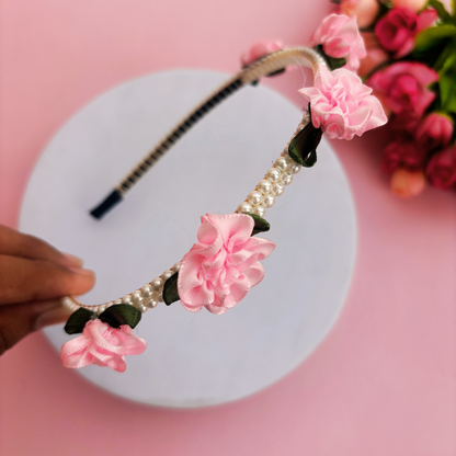 Rose with Pearl Metal Headband