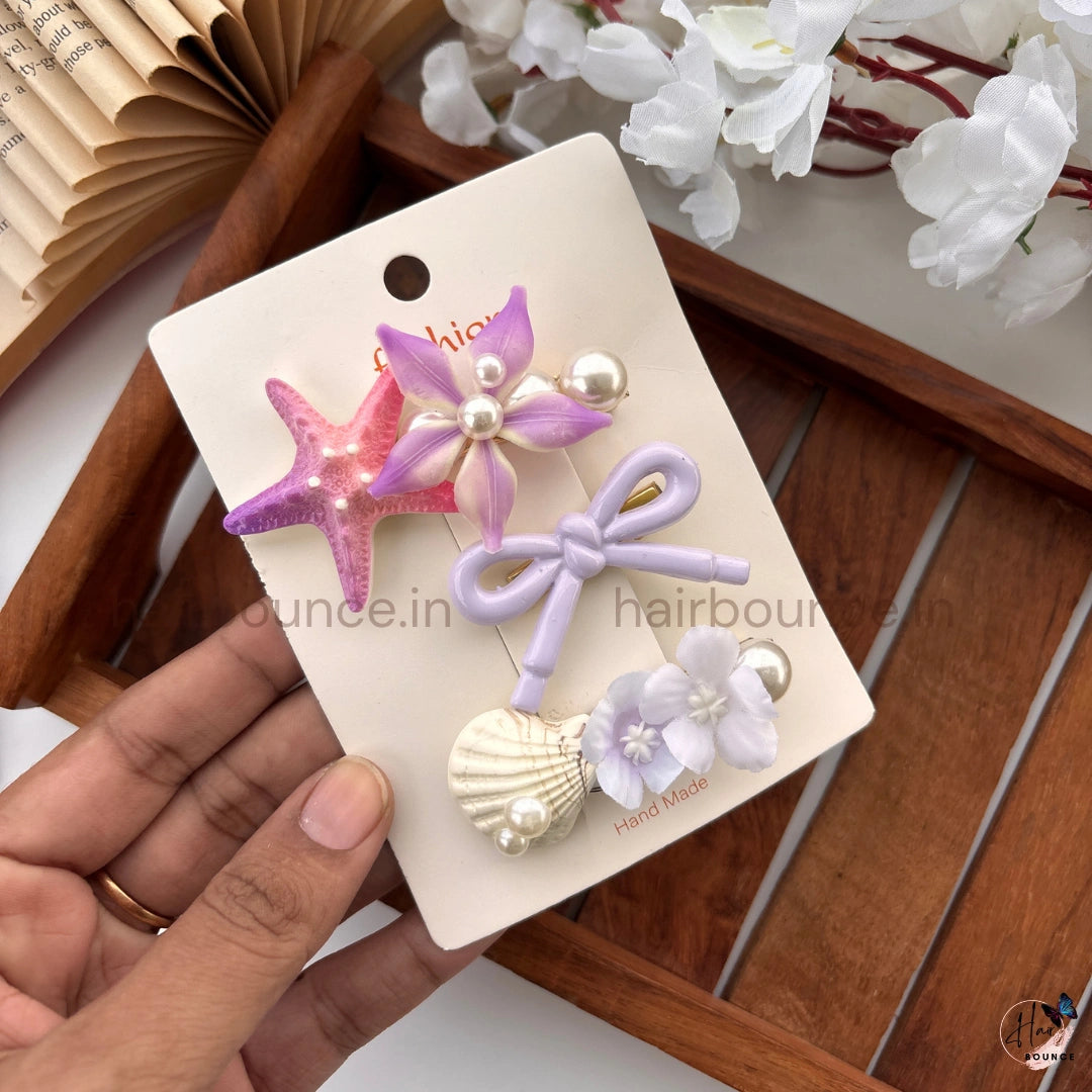 Seaside Bloom Starfish Hair Clip Set – Pack of 3