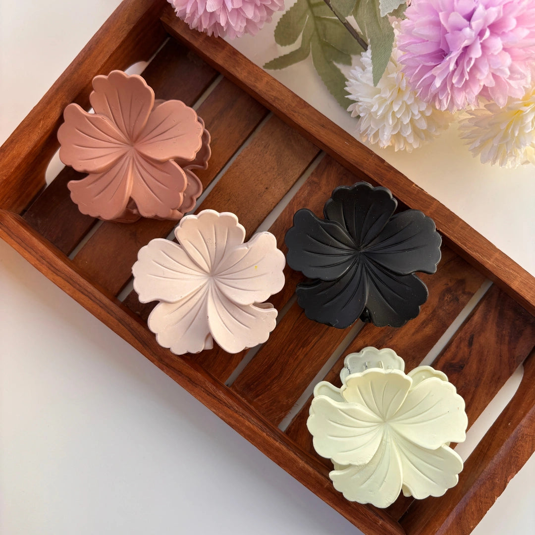 Matte Finish Hibiscus Hair Claw - Large