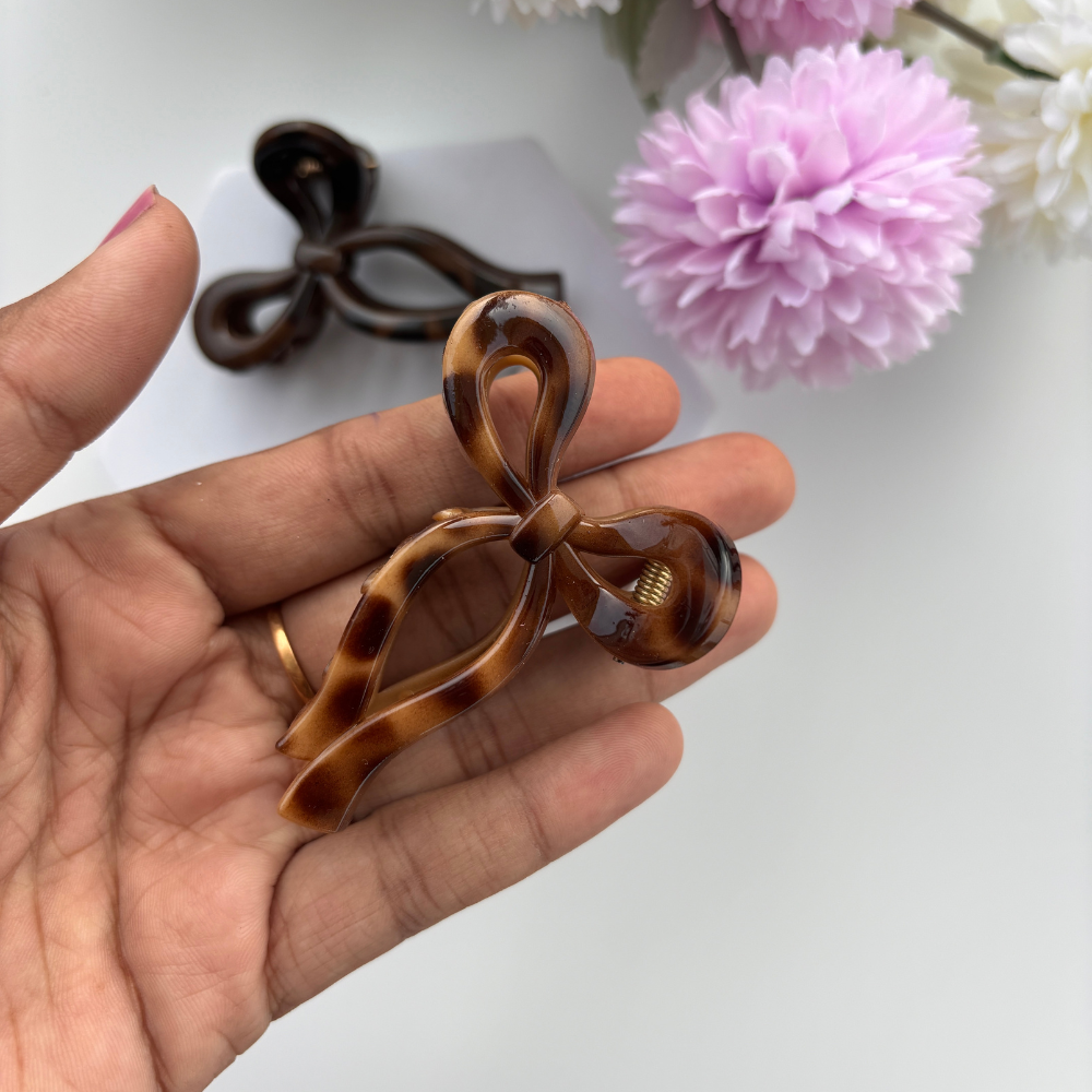 Dark Shades Bow Hair Claw - Medium