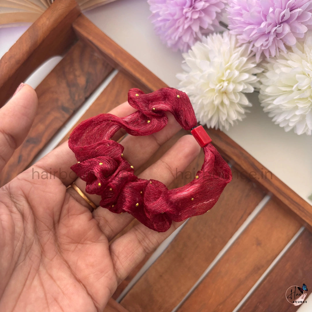 Pearl Stud Organza Scrunchies