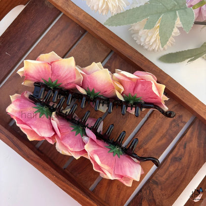 Vintage Rose Artificial Flower Banana Hair Clip – Large