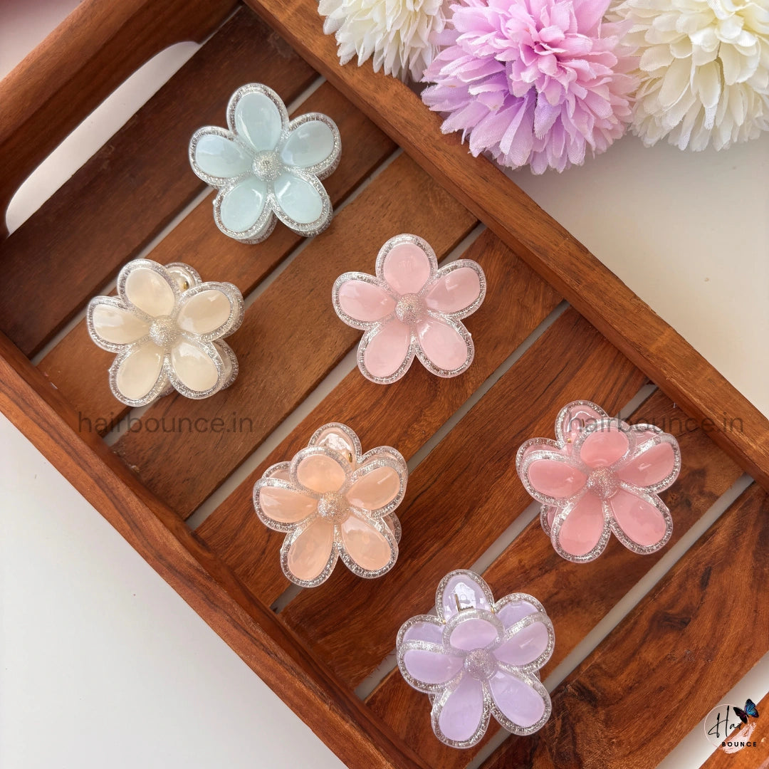 Crystal Blossom Pastel Hair Claw – Small