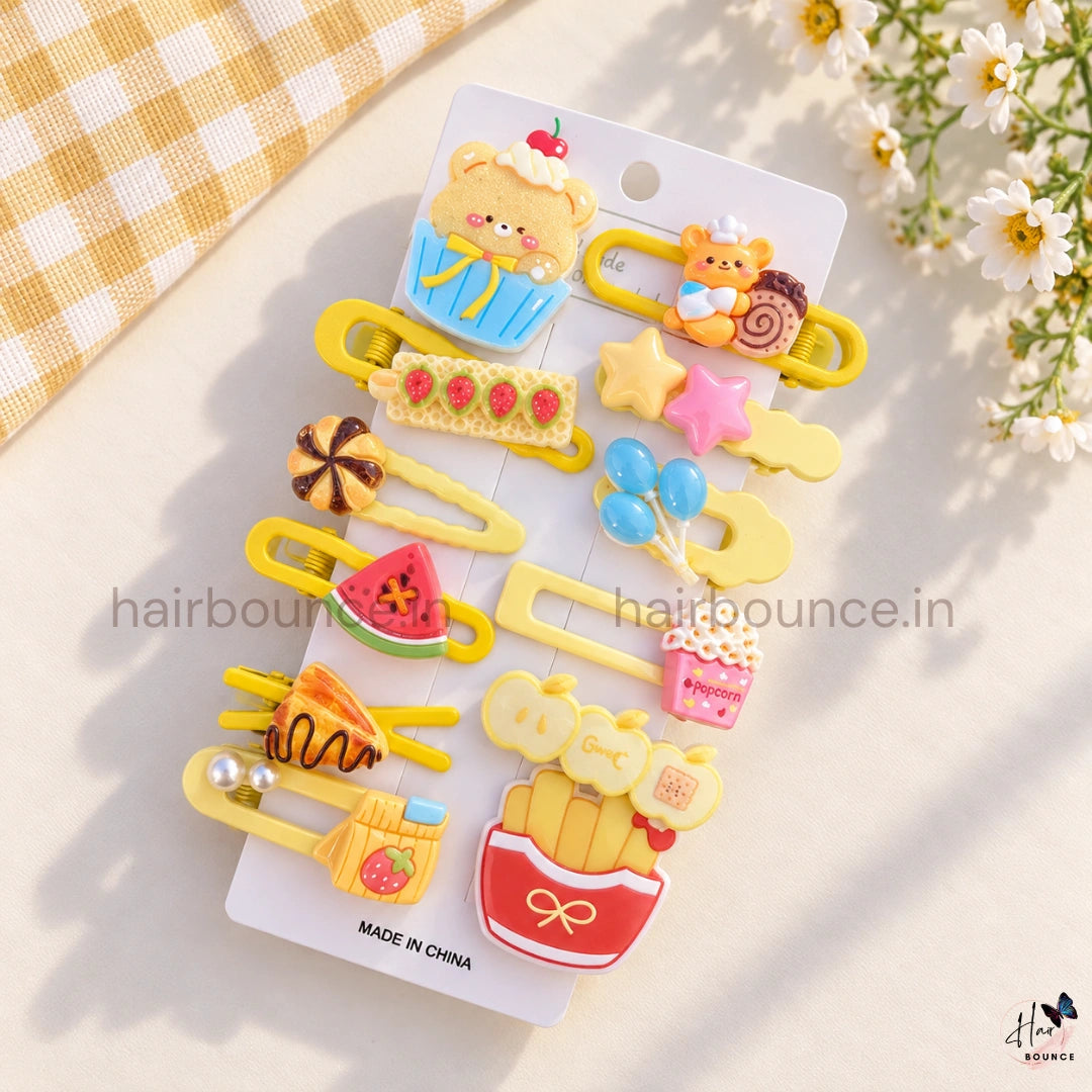 Sweet Treats & Cute Friends Kids Hair Clips - Pack of 12