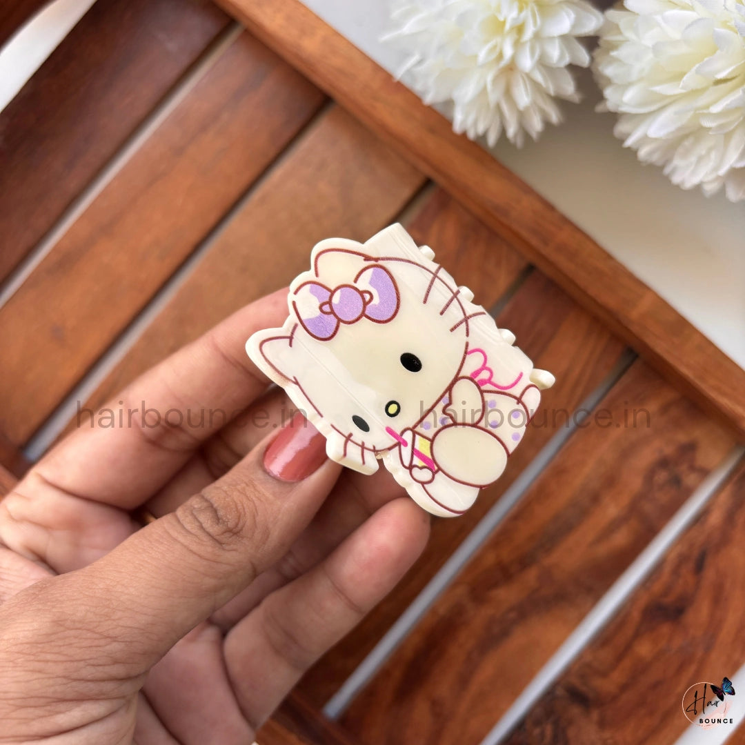 Cute Kitty With Bow Cartoon Hair Claw – Medium
