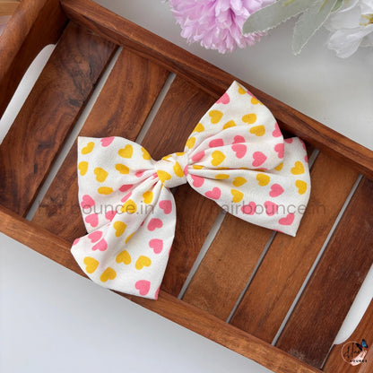 Sweet Heart Print Bow Hair Clip