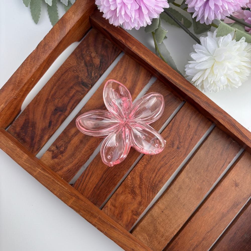 Bright Shades Glassy Flower Hair Claw - Large