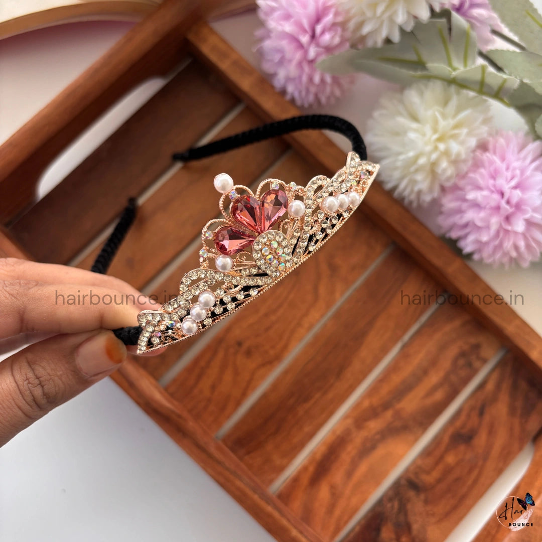 Royal Crystal Pearl Tiara Hair Band