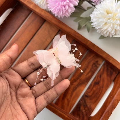 Elegant Butterfly Bead Hair Claw - Small