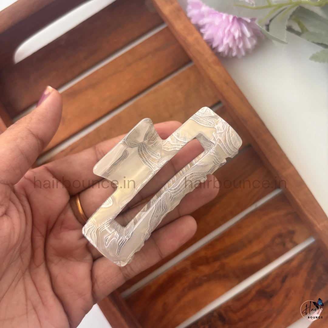 Marble Swirl Rectangle Hair Claw – Large