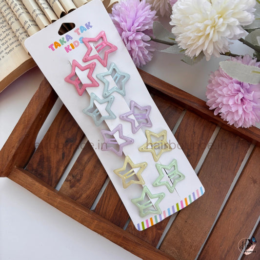 Glitter Star Snap Hair Clips for Kids
