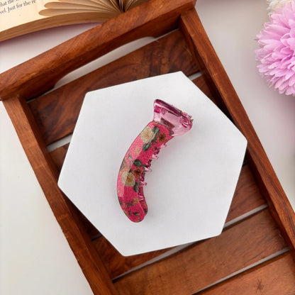 Floral Print Banana Hair Clip - Medium