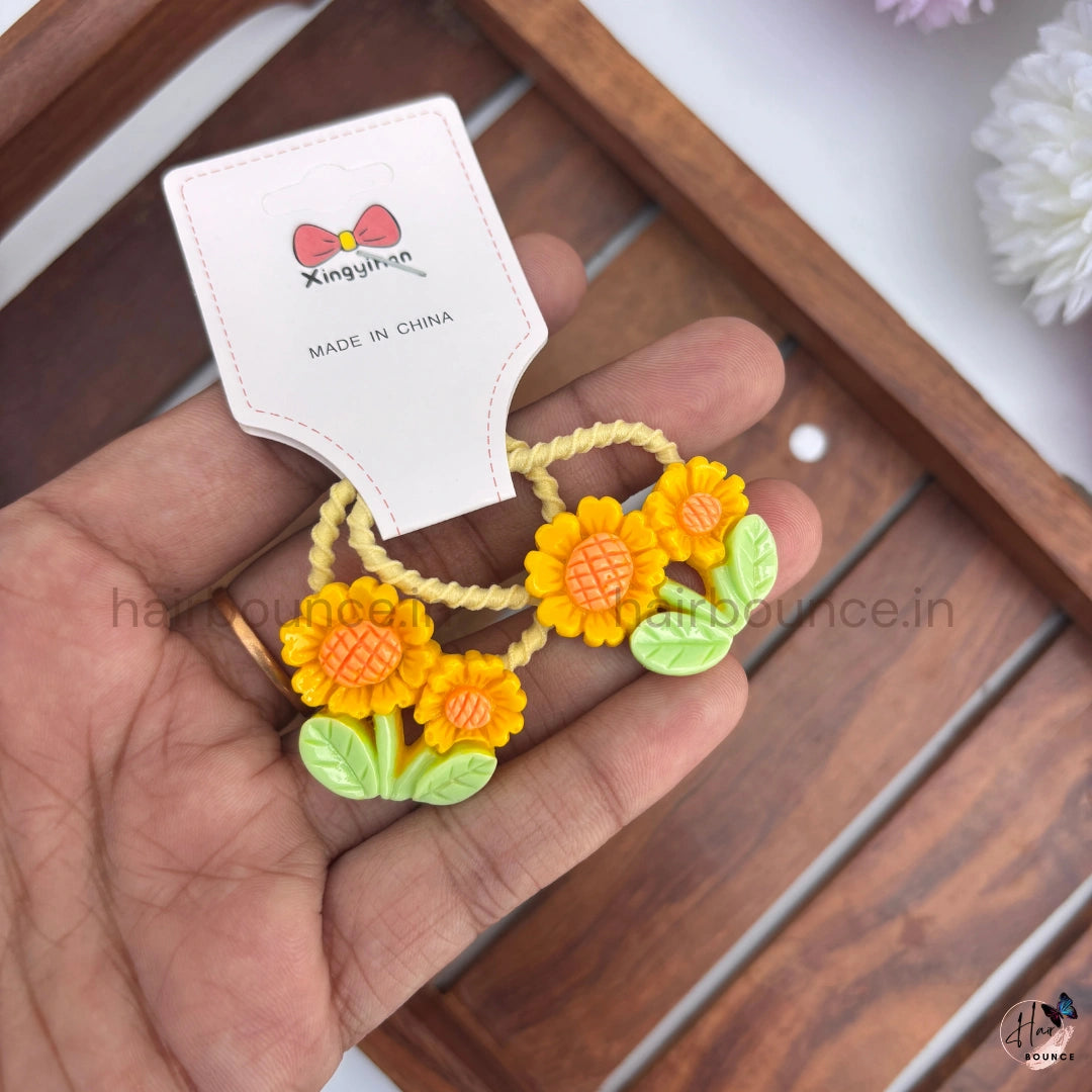 Bloom Garden Floral Hair Ties for Girls – Pack of 2