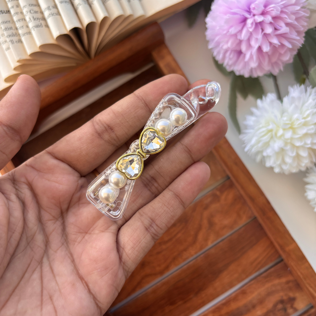 Pearl Heart Luxe Banana Clip – Medium