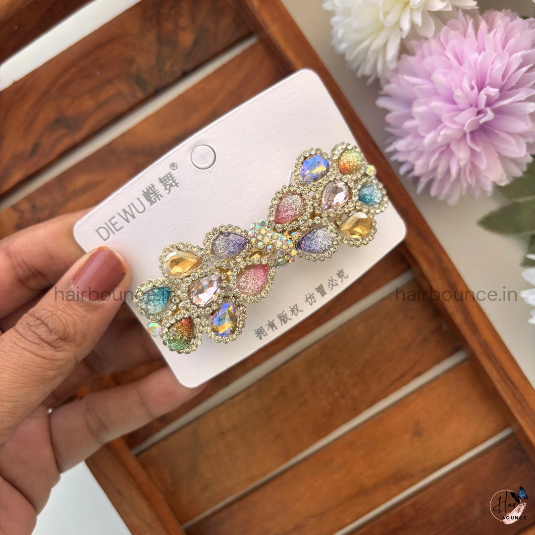 Rosé Prism Floral Bar Clip