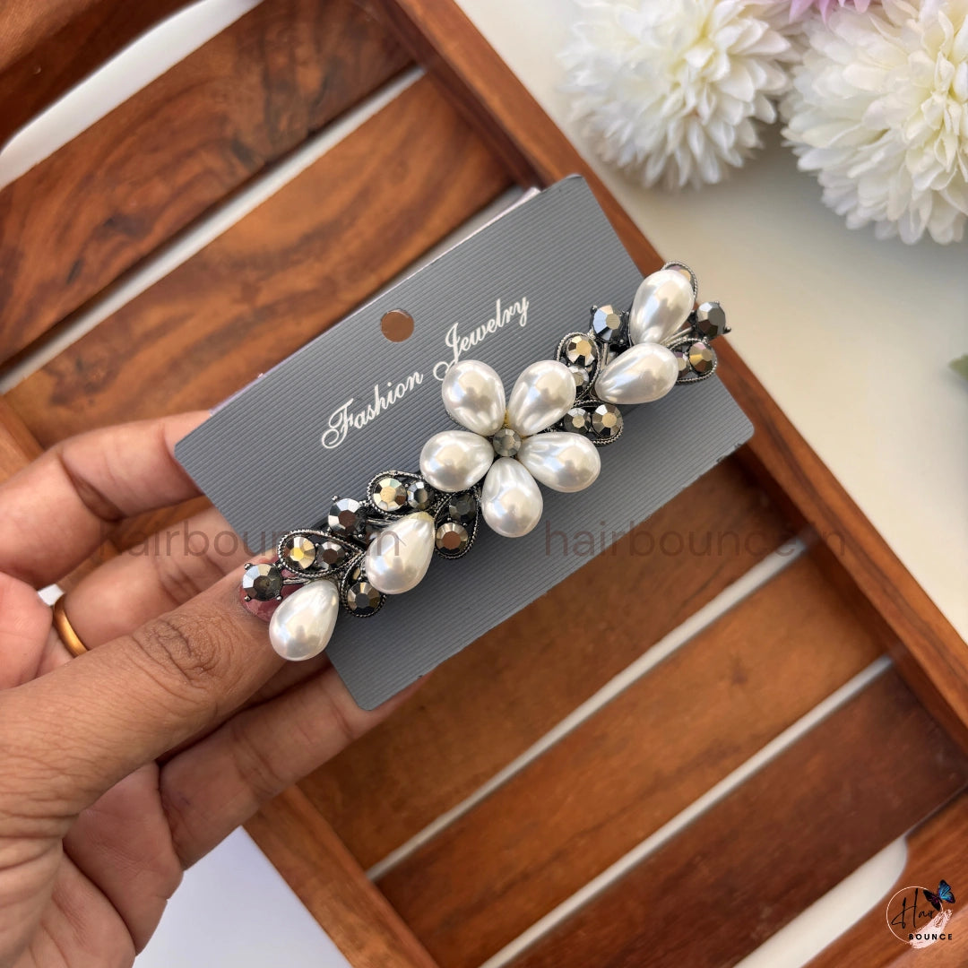 Royal Pearl Bloom Center Hair Clip